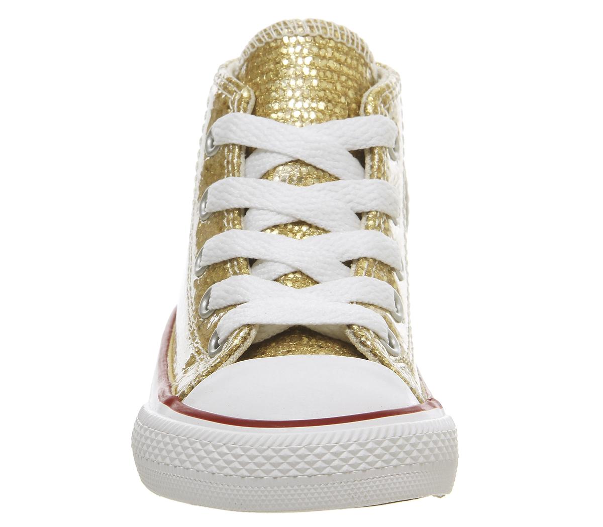 ConverseSmall Star Hi CanvasGold Glitter White
