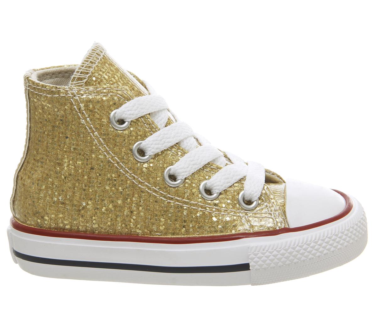 ConverseSmall Star Hi CanvasGold Glitter White