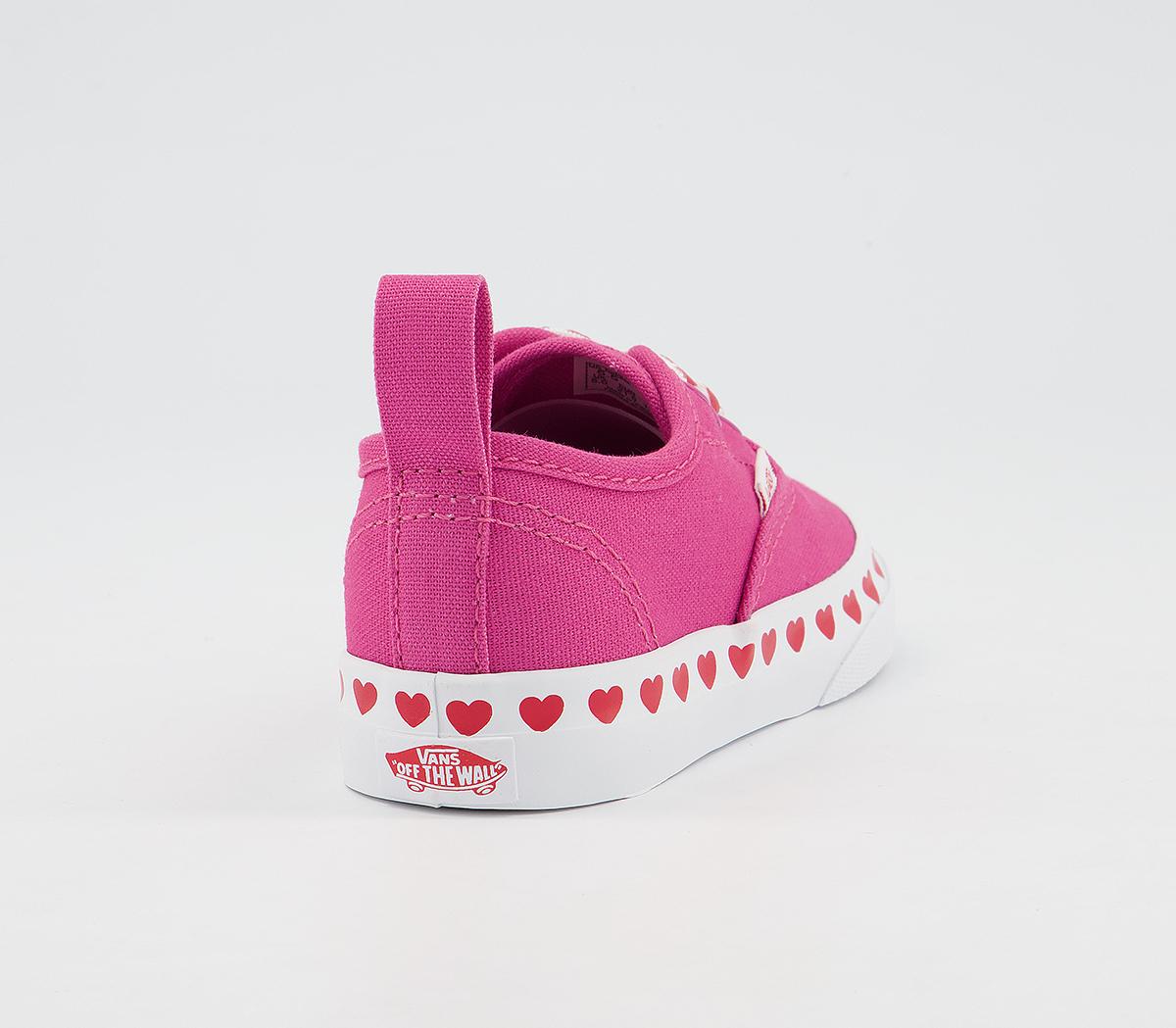 Vans Authentic Toddler Trainers Vans Authentic Toddler Trainers Heart Foxing Fuchsia Purple High Risk Red