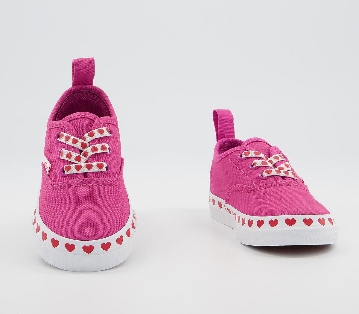 Vans Authentic Toddler Trainers Vans Authentic Toddler Trainers Heart Foxing Fuchsia Purple High Risk Red