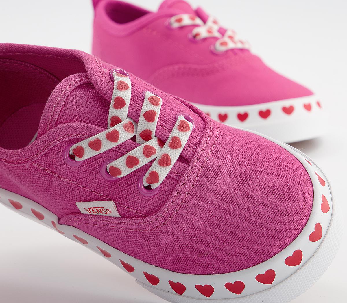 Vans Authentic Toddler Trainers Vans Authentic Toddler Trainers Heart Foxing Fuchsia Purple High Risk Red