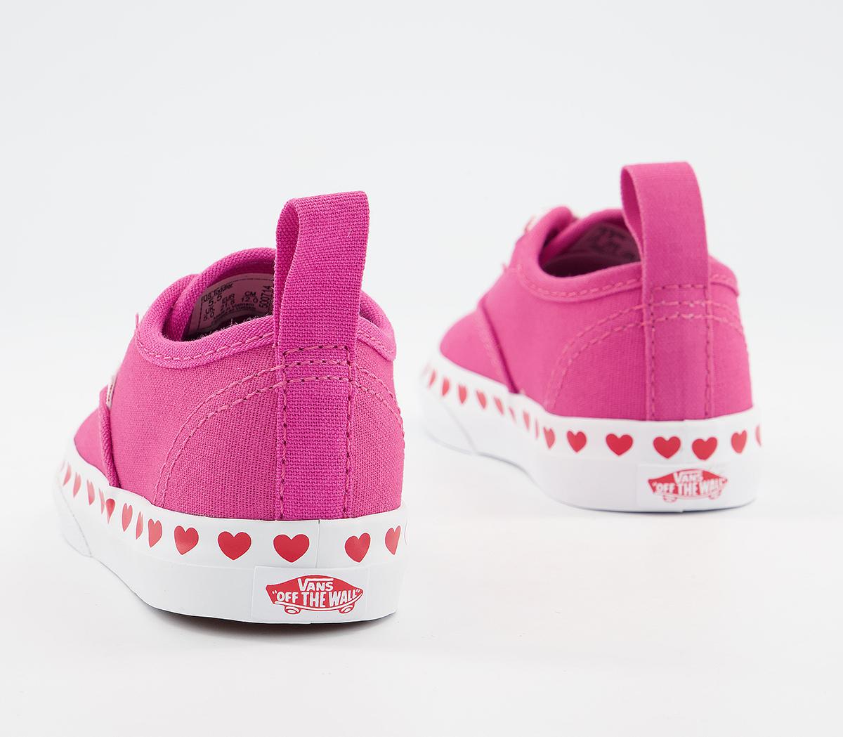 Vans Authentic Toddler Trainers Vans Authentic Toddler Trainers Heart Foxing Fuchsia Purple High Risk Red