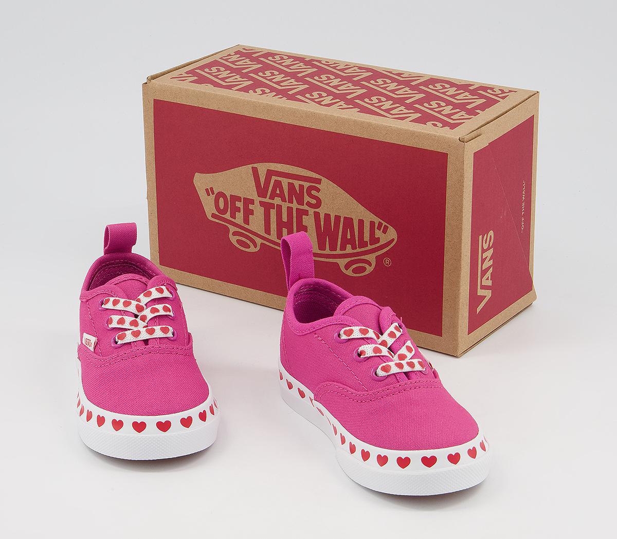 Vans Authentic Toddler Trainers Vans Authentic Toddler Trainers Heart Foxing Fuchsia Purple High Risk Red