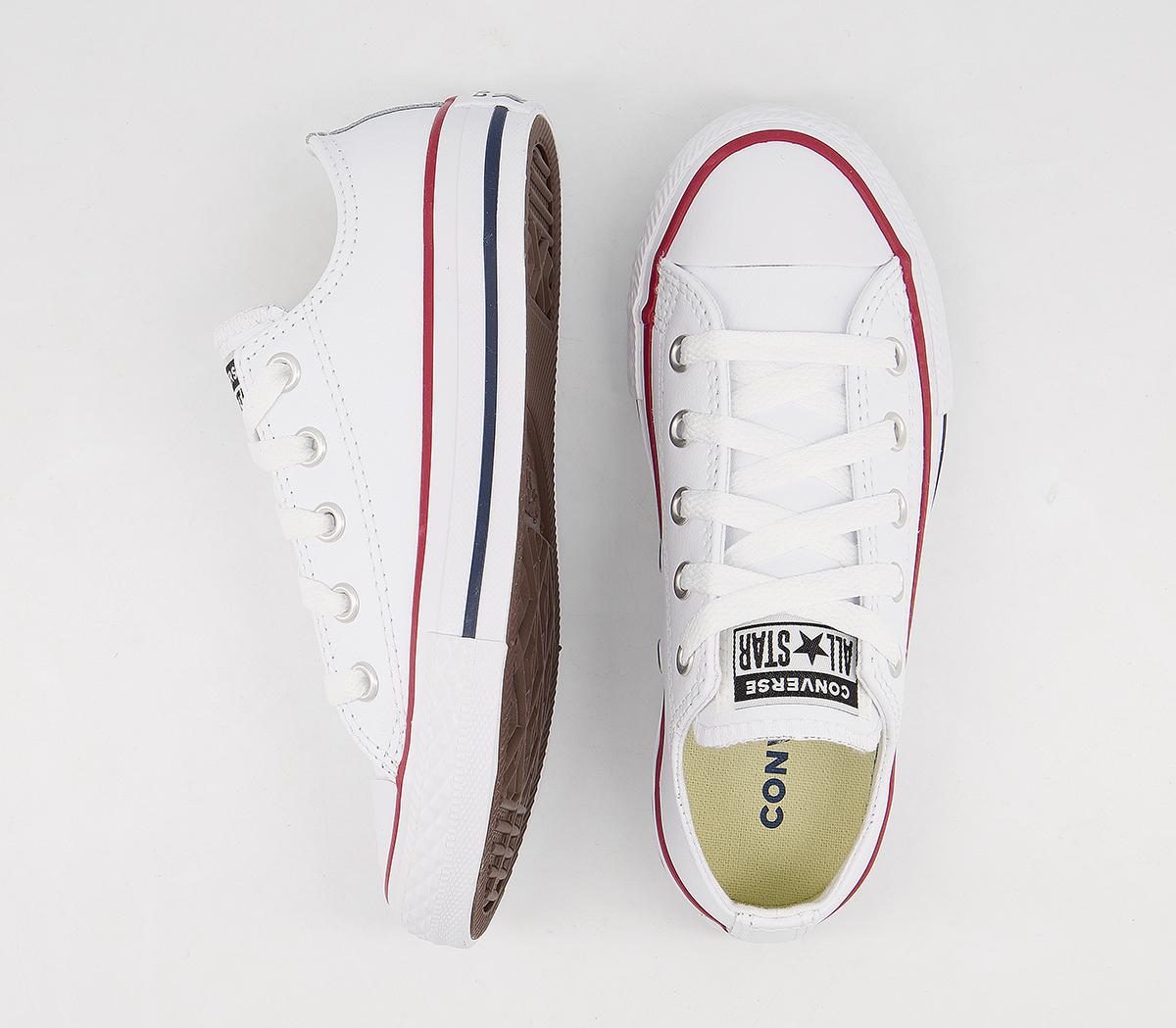 Converse All Star Low Youth Trainers Converse All Star Low Youth Trainers Optical White Leather