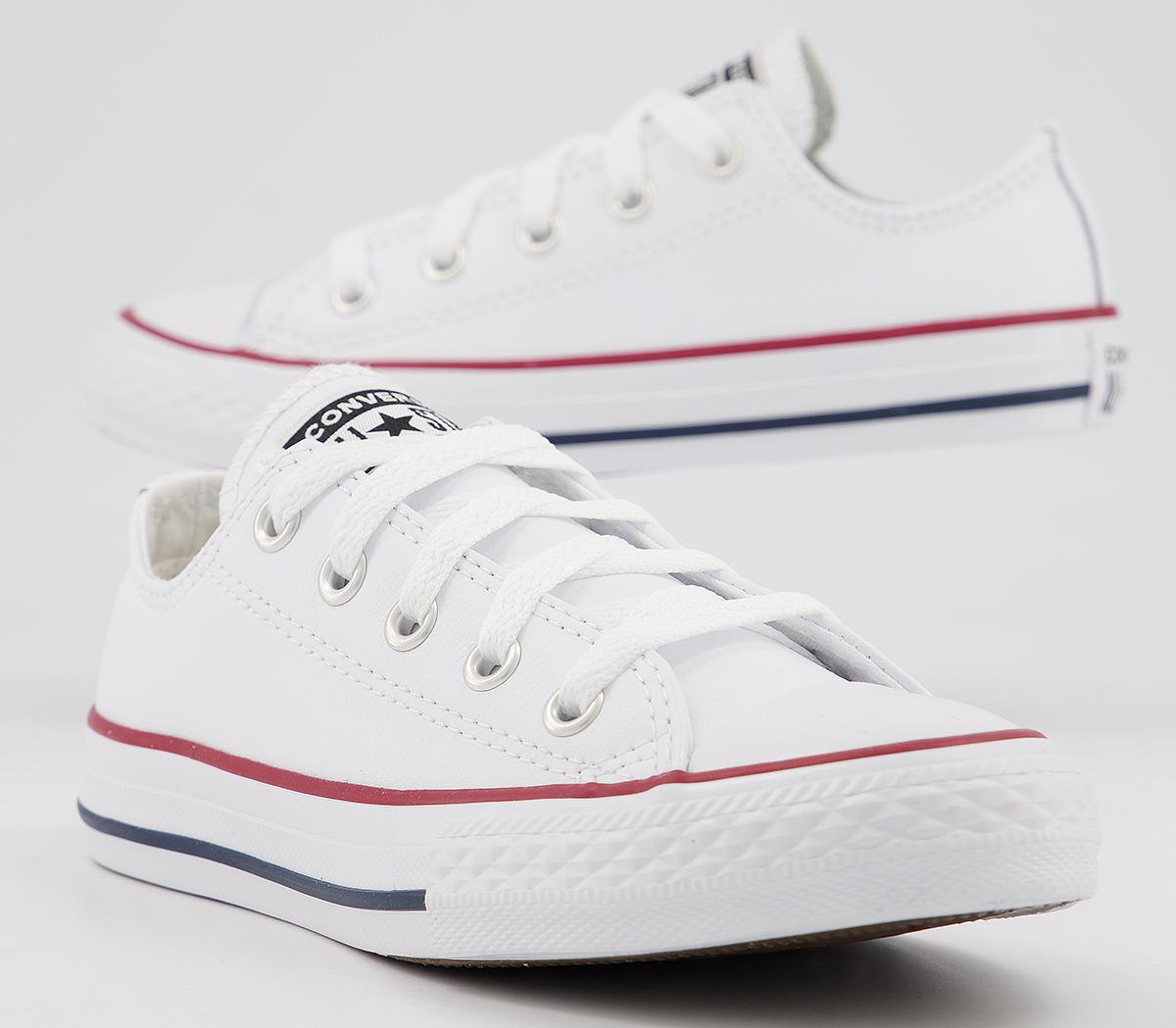 Converse All Star Low Youth Trainers Converse All Star Low Youth Trainers Optical White Leather