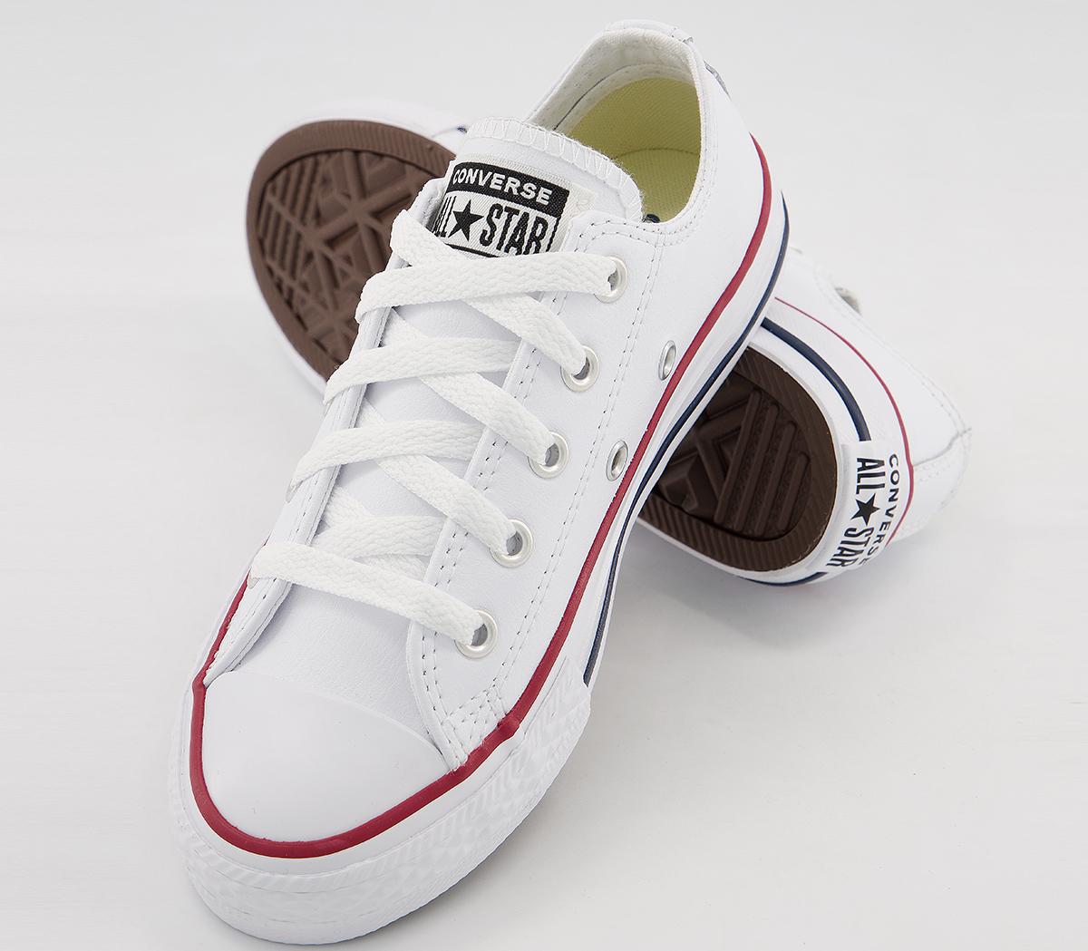 Converse All Star Low Youth Trainers Converse All Star Low Youth Trainers Optical White Leather