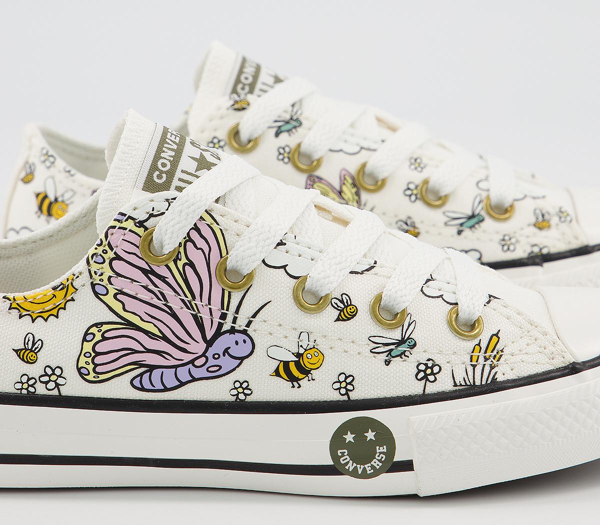 ConverseAll Star Low Youth TrainersVintage White Moonstone Violet Camp