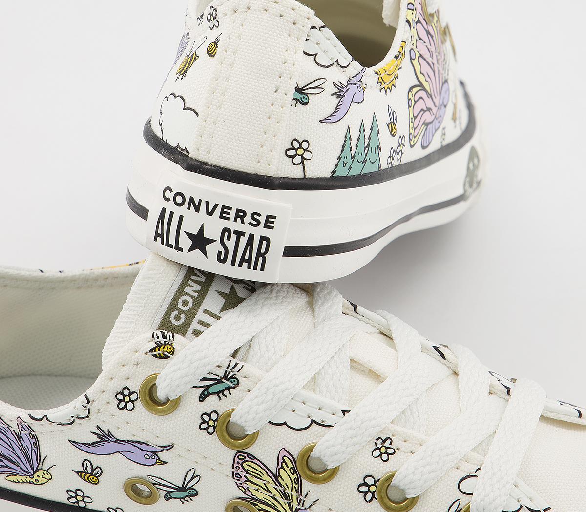 ConverseAll Star Low Youth TrainersVintage White Moonstone Violet Camp