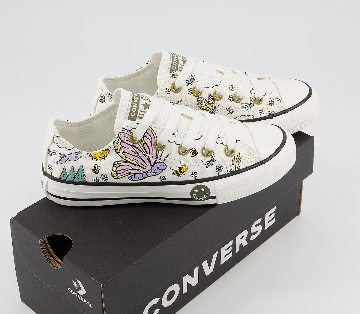 ConverseAll Star Low Youth TrainersVintage White Moonstone Violet Camp