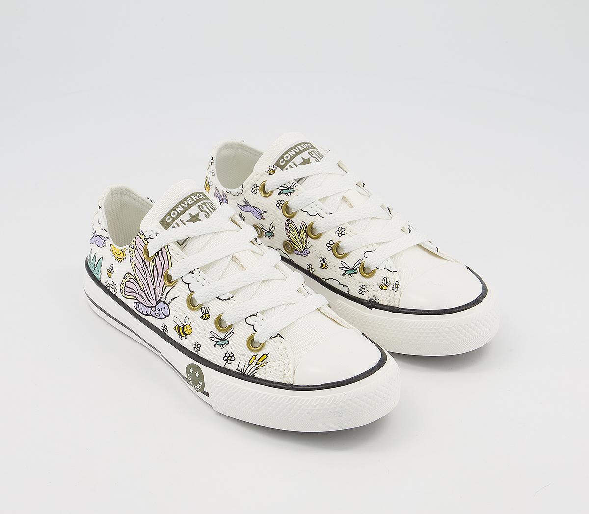 ConverseAll Star Low Youth TrainersVintage White Moonstone Violet Camp