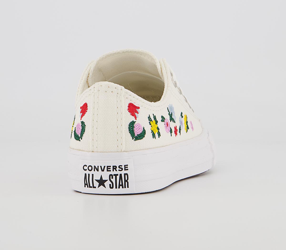 Converse All Star Low Youth Trainers Converse All Star Low Youth Trainers Vintage White Floral Festival