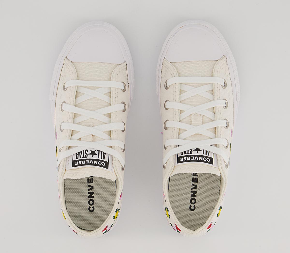 Converse All Star Low Youth Trainers Converse All Star Low Youth Trainers Vintage White Floral Festival