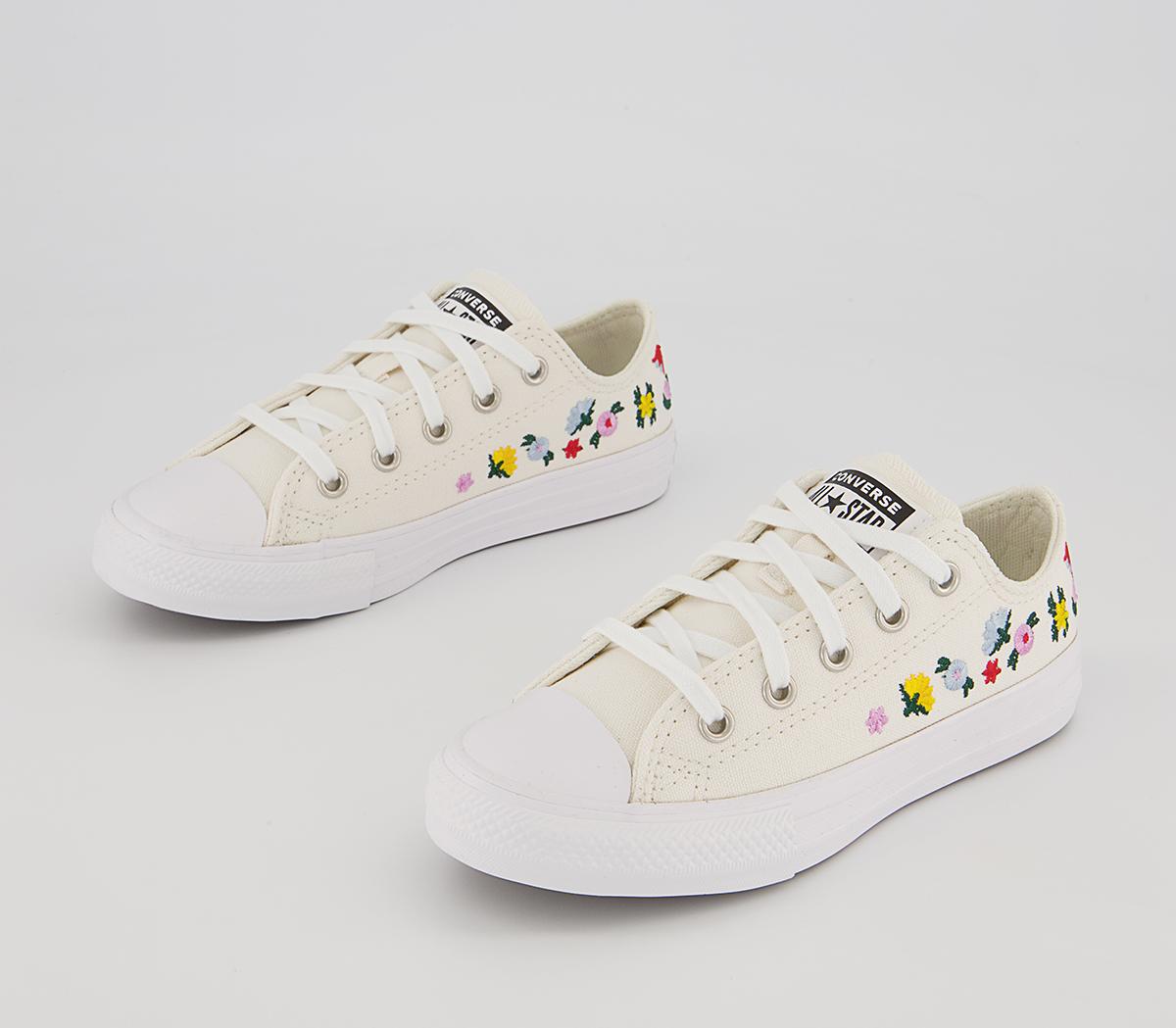 Converse All Star Low Youth Trainers Converse All Star Low Youth Trainers Vintage White Floral Festival