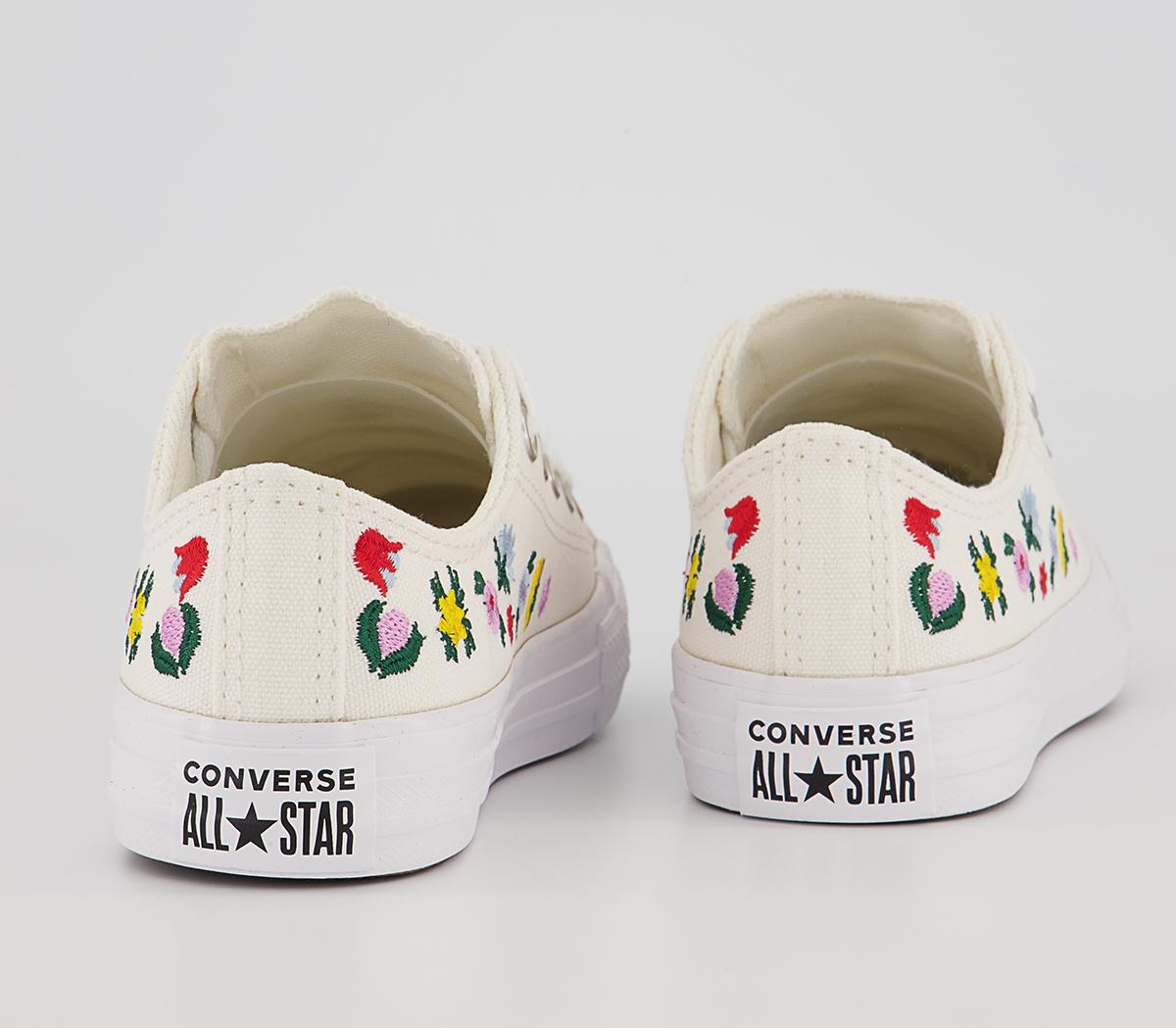 Converse All Star Low Youth Trainers Converse All Star Low Youth Trainers Vintage White Floral Festival