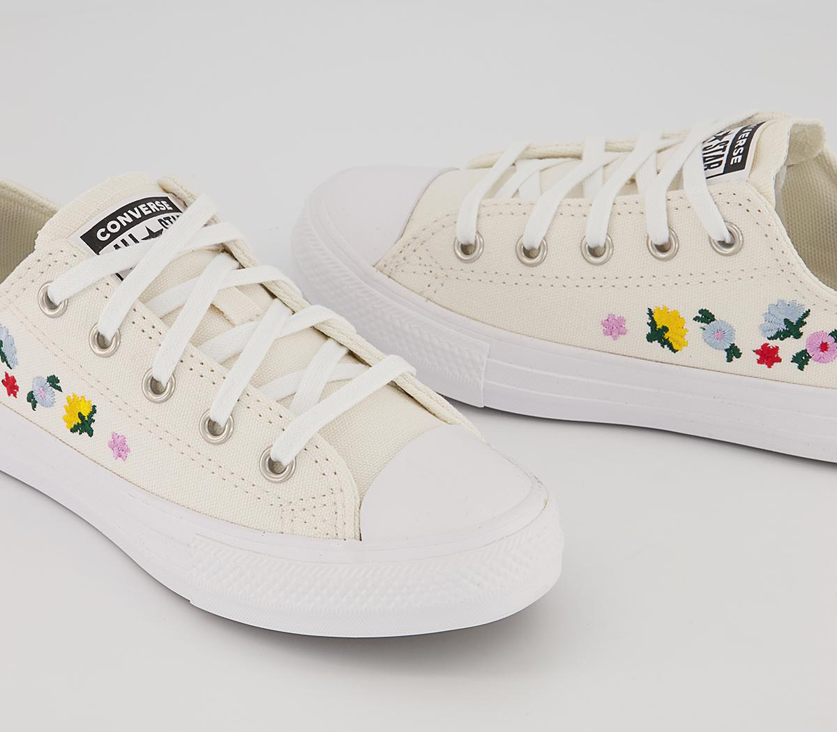 Converse All Star Low Youth Trainers Converse All Star Low Youth Trainers Vintage White Floral Festival