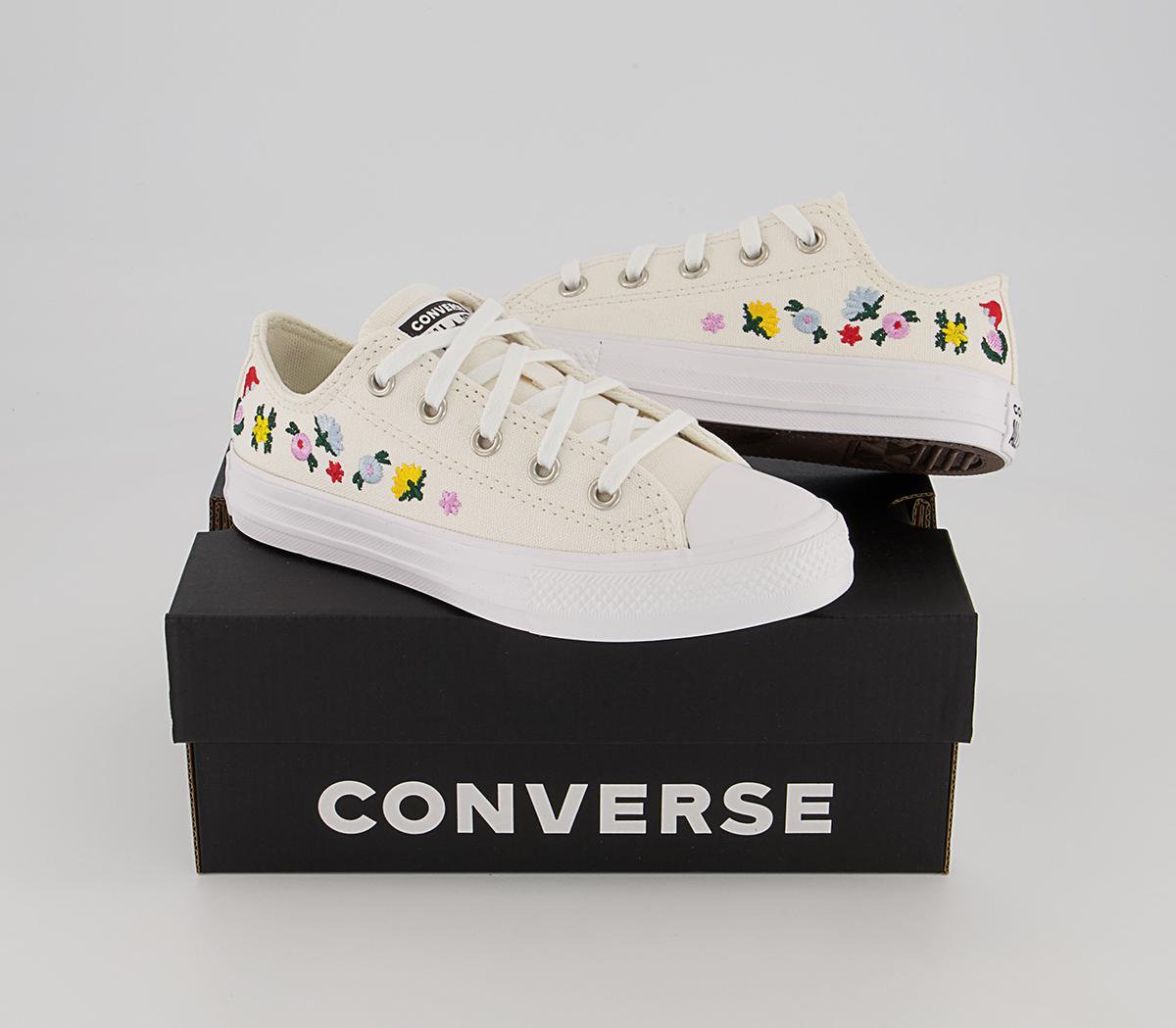 Converse All Star Low Youth Trainers Converse All Star Low Youth Trainers Vintage White Floral Festival