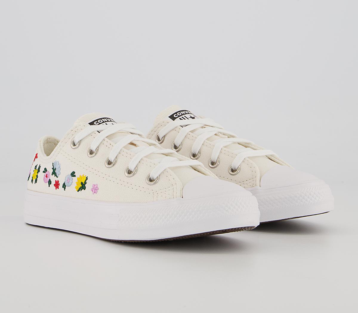 Converse All Star Low Youth Trainers Converse All Star Low Youth Trainers Vintage White Floral Festival