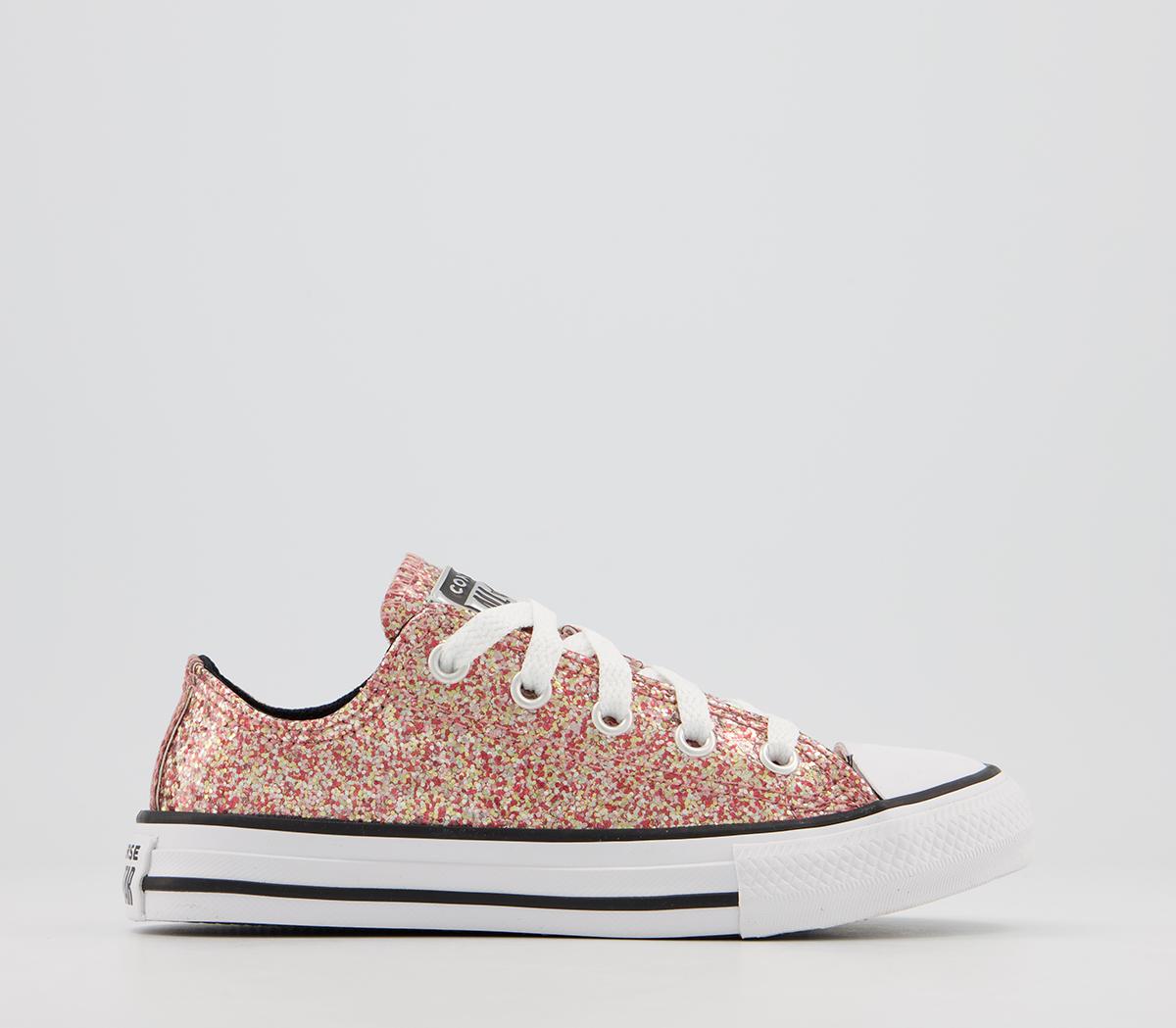 ConverseAll Star Low Youth TrainersBright Coral Silver Glitter