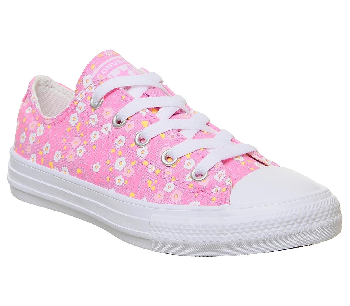ConverseAll Star Low Youth TrainersPeony Pink Topaz Gold White Floral