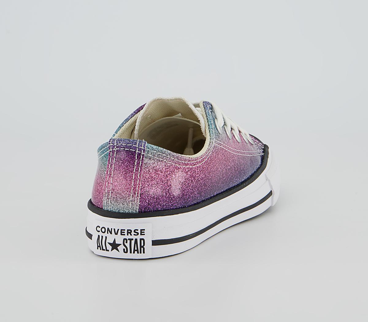 Converse All Star Low Youth Trainers Converse All Star Low Youth Trainers Pink Purple Teal Glitter