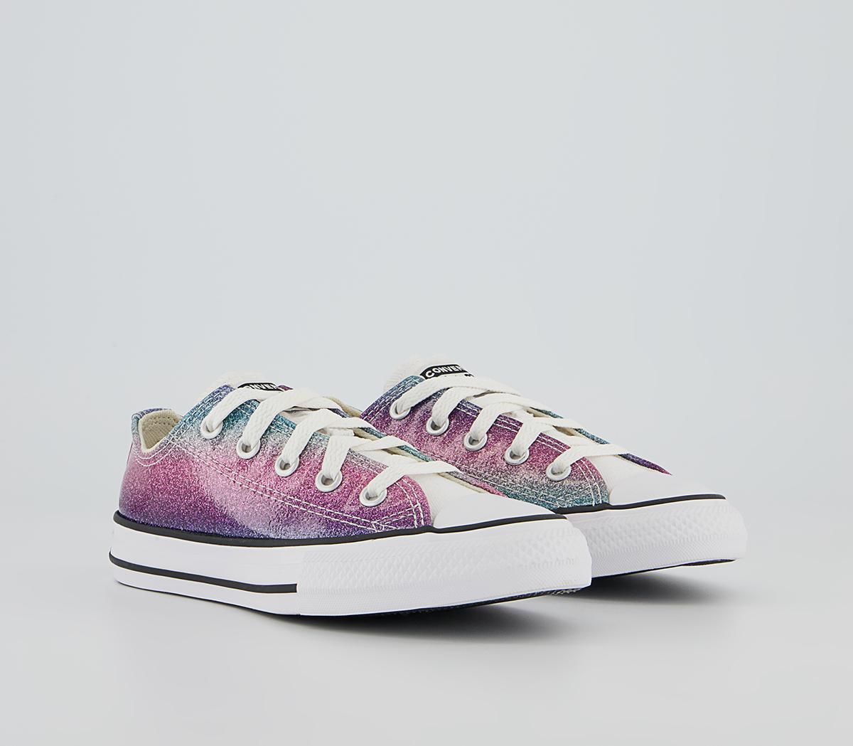 Converse All Star Low Youth Trainers Converse All Star Low Youth Trainers Pink Purple Teal Glitter