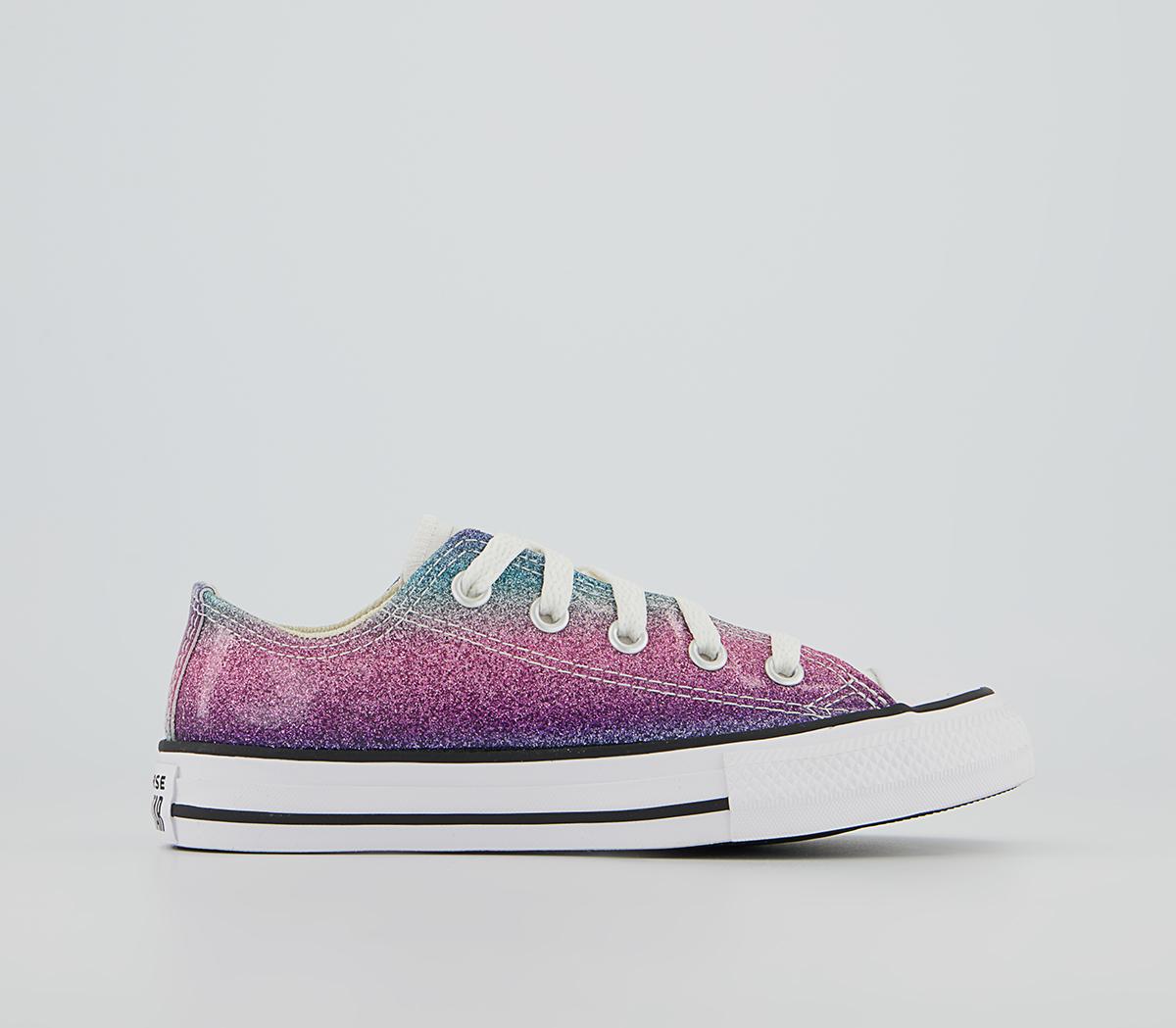ConverseAll Star Low Youth TrainersPink Purple Teal Glitter