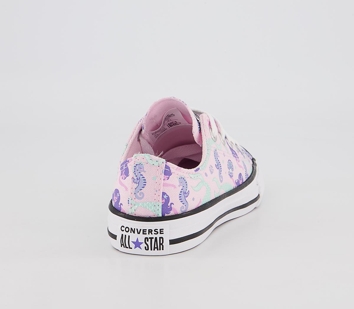 Converse All Star Low Youth Trainers Converse All Star Low Youth Trainers Pink Foam Wild Lilac Light Dew Mermaid