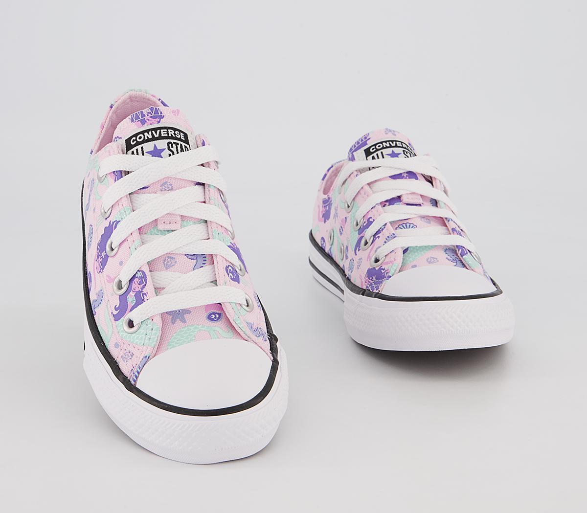Converse All Star Low Youth Trainers Converse All Star Low Youth Trainers Pink Foam Wild Lilac Light Dew Mermaid