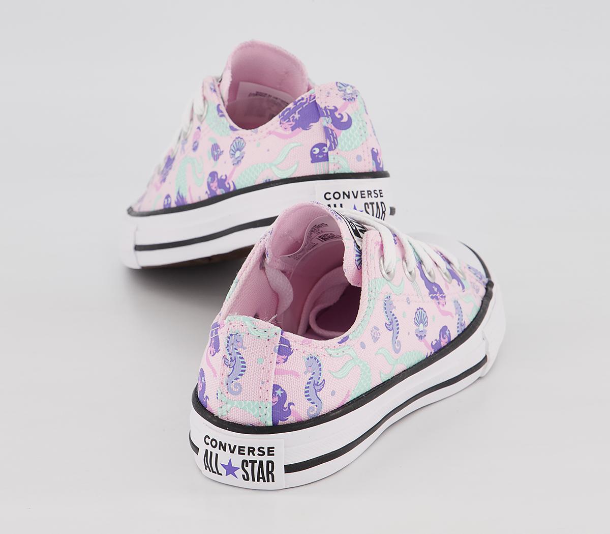 Converse All Star Low Youth Trainers Converse All Star Low Youth Trainers Pink Foam Wild Lilac Light Dew Mermaid