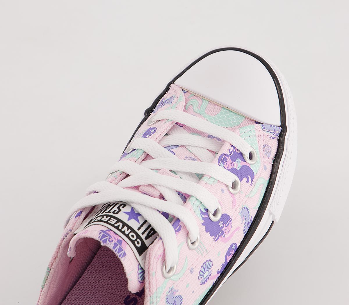 Converse All Star Low Youth Trainers Converse All Star Low Youth Trainers Pink Foam Wild Lilac Light Dew Mermaid