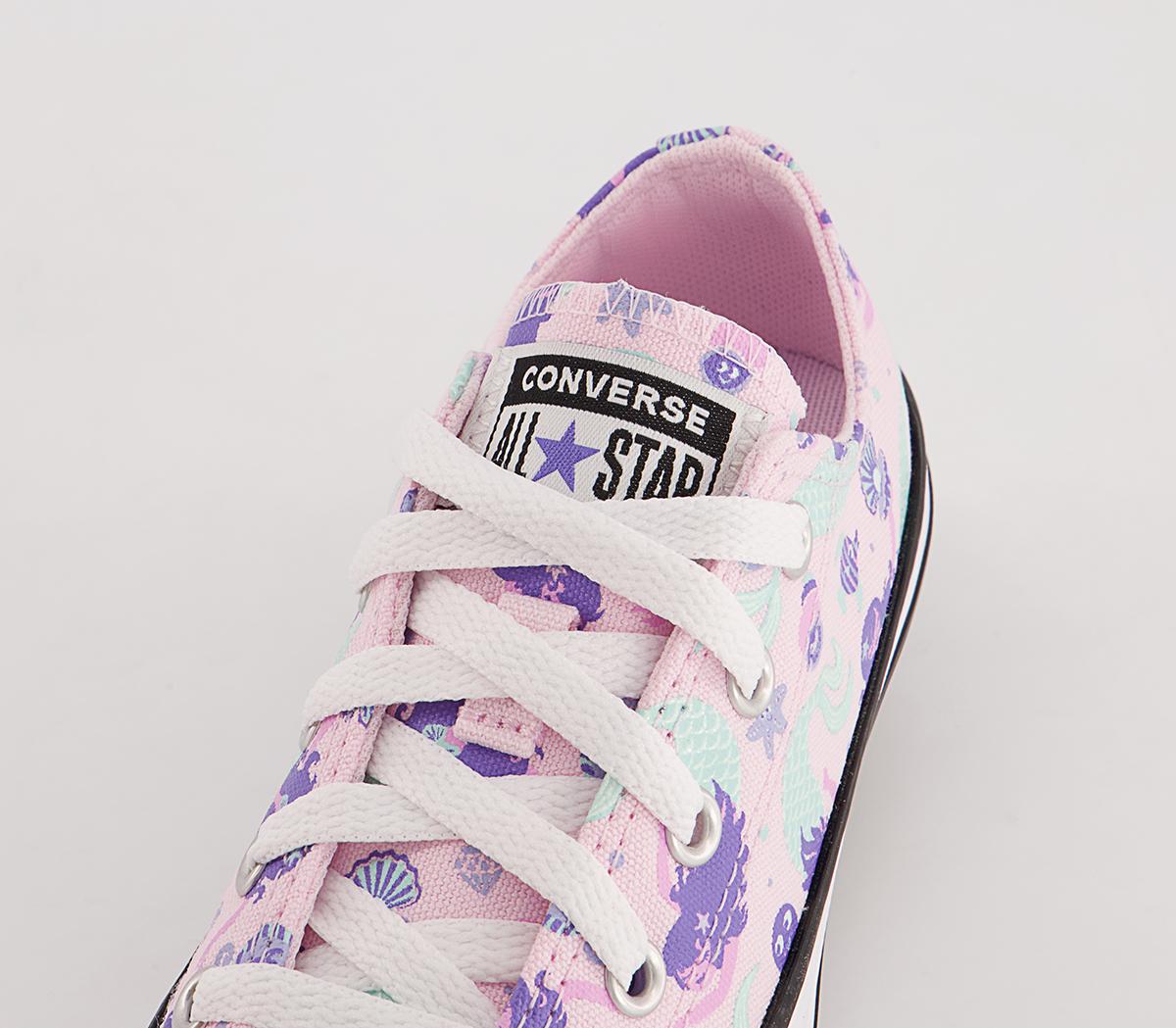 Converse All Star Low Youth Trainers Converse All Star Low Youth Trainers Pink Foam Wild Lilac Light Dew Mermaid