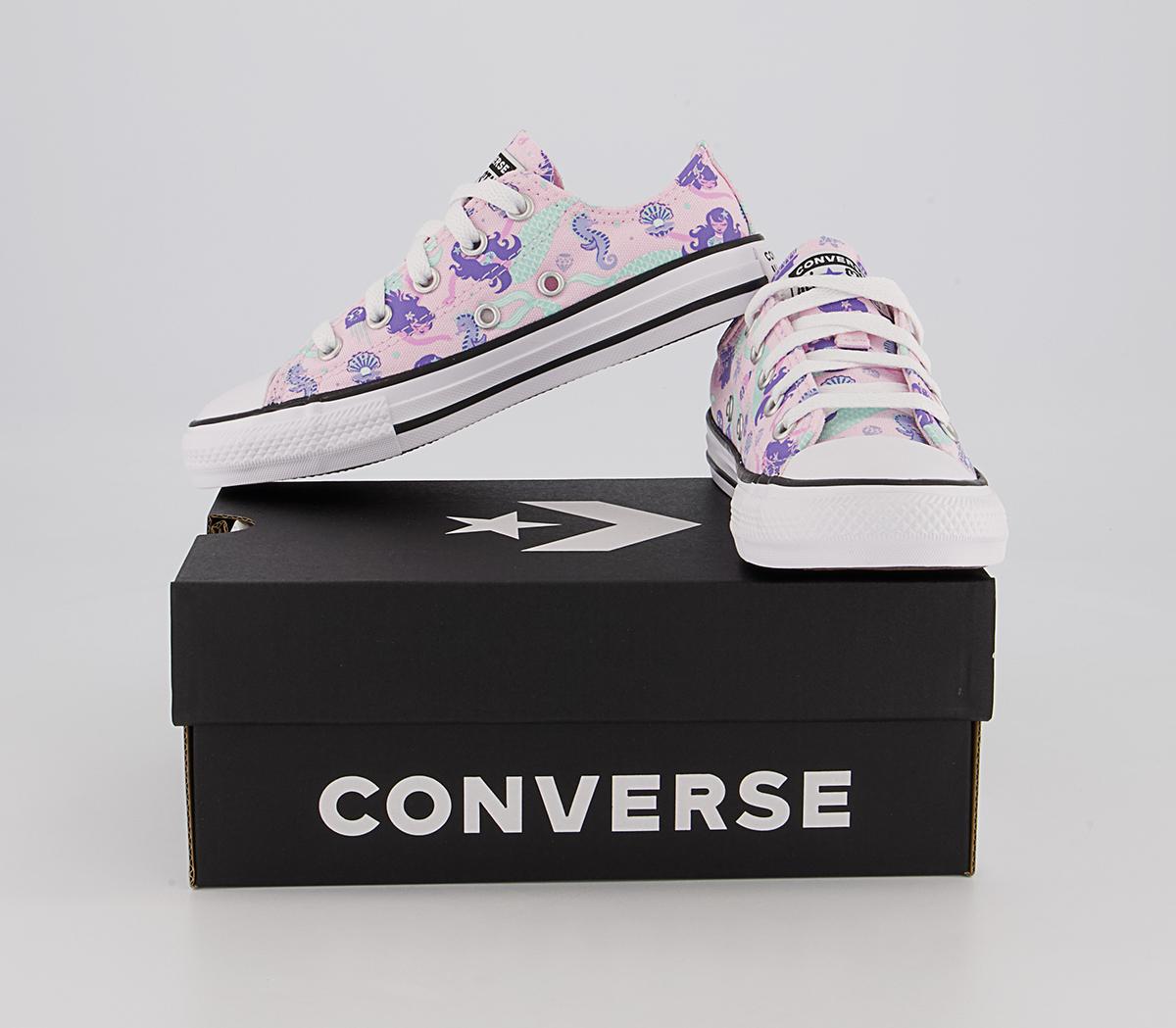 Converse All Star Low Youth Trainers Converse All Star Low Youth Trainers Pink Foam Wild Lilac Light Dew Mermaid