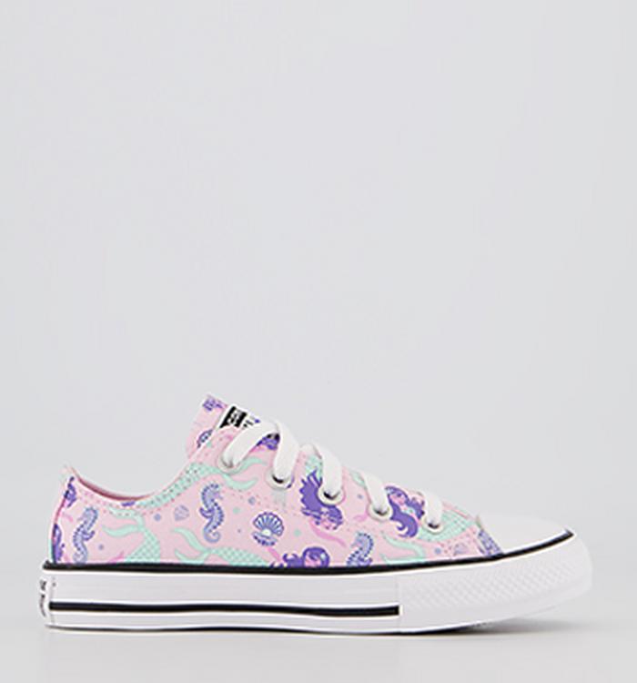 Converse All Star Low Youth Trainers Pink Foam Wild Lilac Light Dew Mermaid