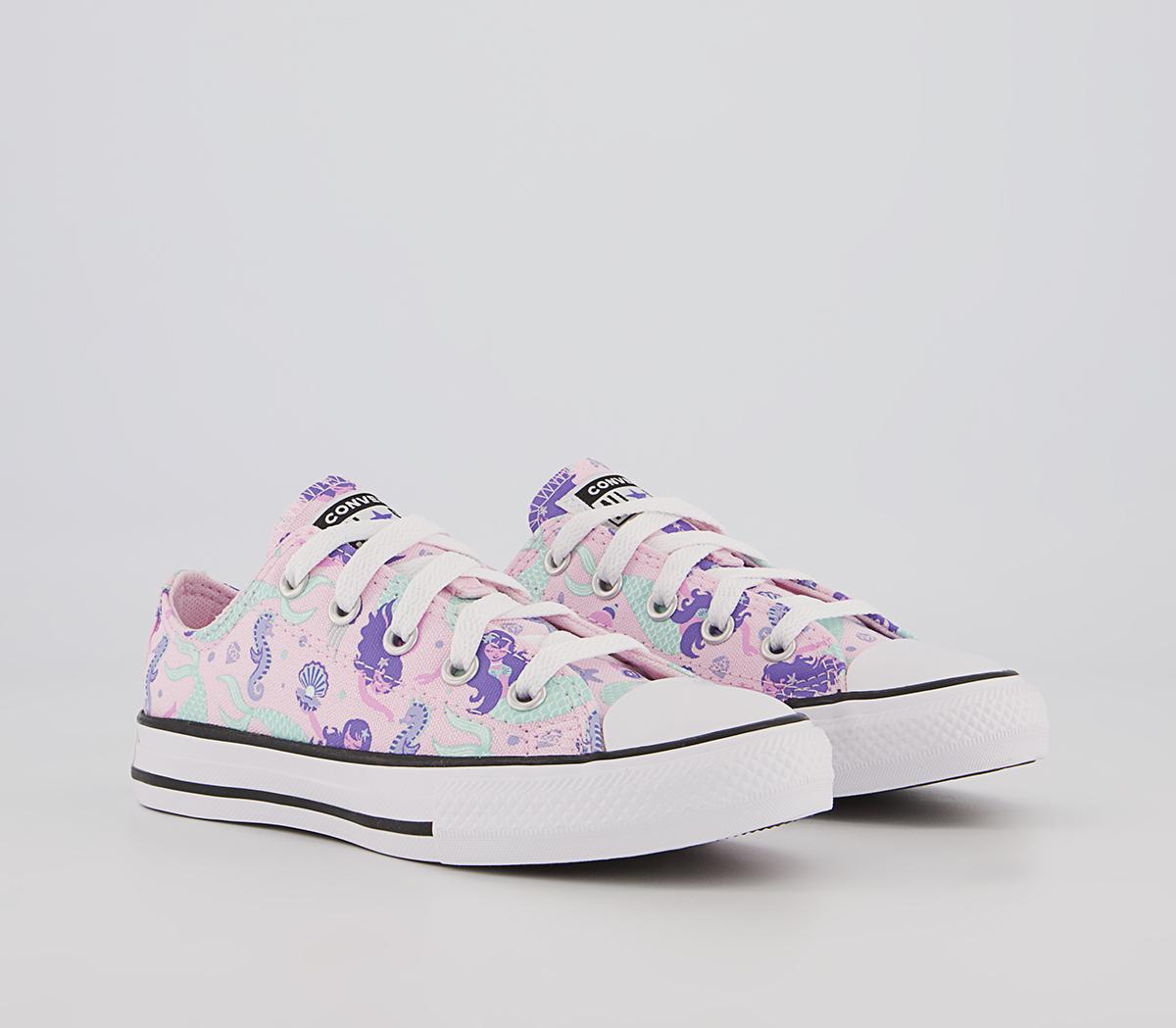 Converse All Star Low Youth Trainers Converse All Star Low Youth Trainers Pink Foam Wild Lilac Light Dew Mermaid