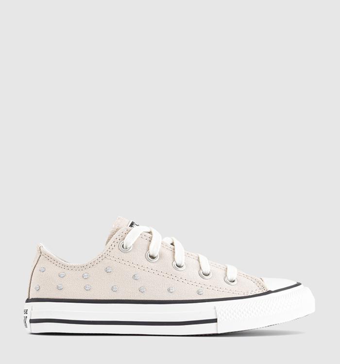 Converse All Star Low Youth Trainers Classic Ecru Vintage White Stud
