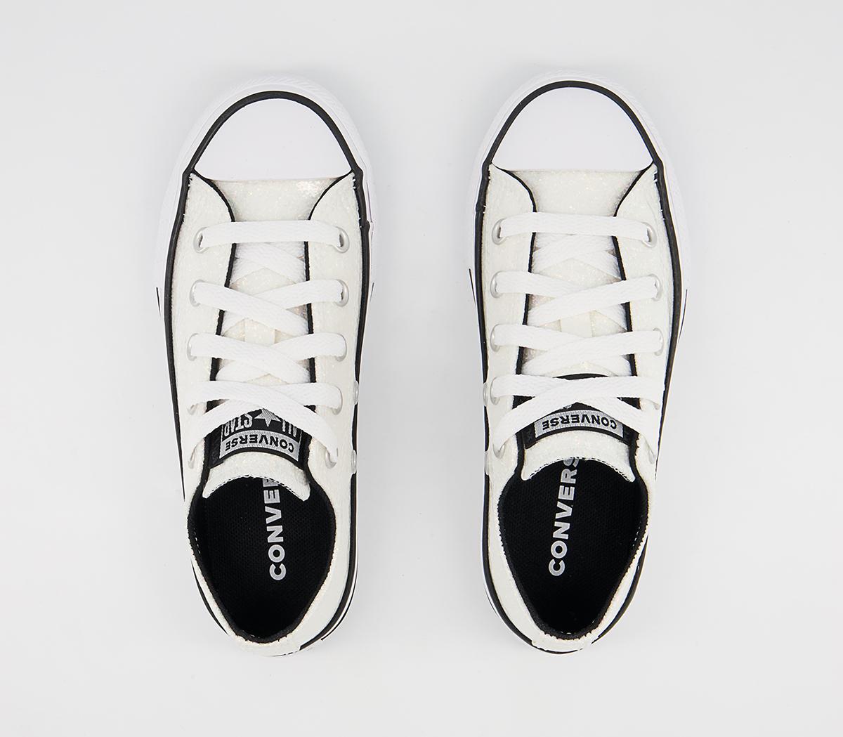 Converse All Star Low Youth Trainers Converse All Star Low Youth Trainers Silver Black White Glitter