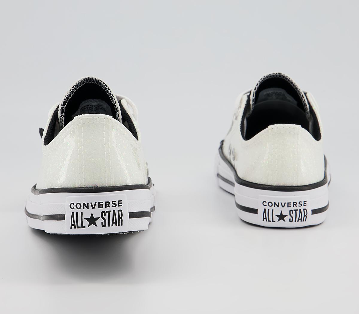 Converse All Star Low Youth Trainers Converse All Star Low Youth Trainers Silver Black White Glitter