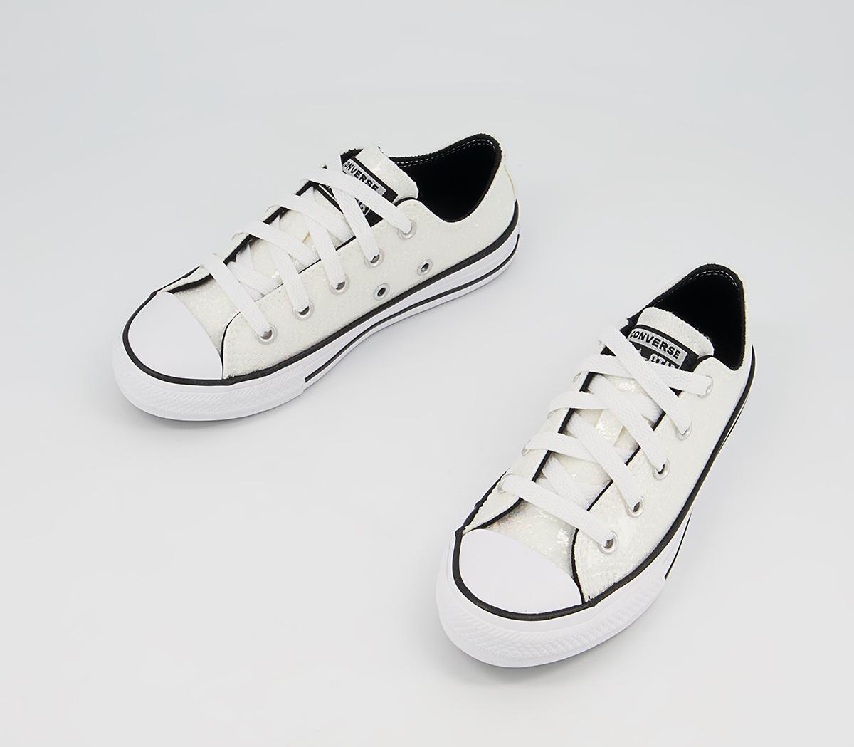 Converse All Star Low Youth Trainers Converse All Star Low Youth Trainers Silver Black White Glitter