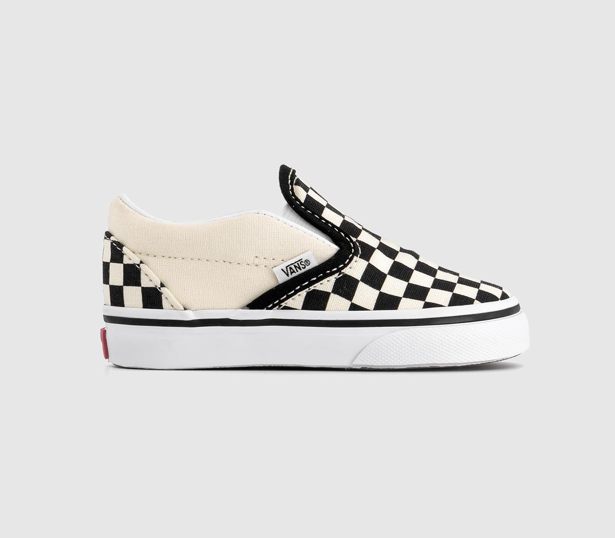 Kids Toddlers Black And White Checkerboard Classic Slip On