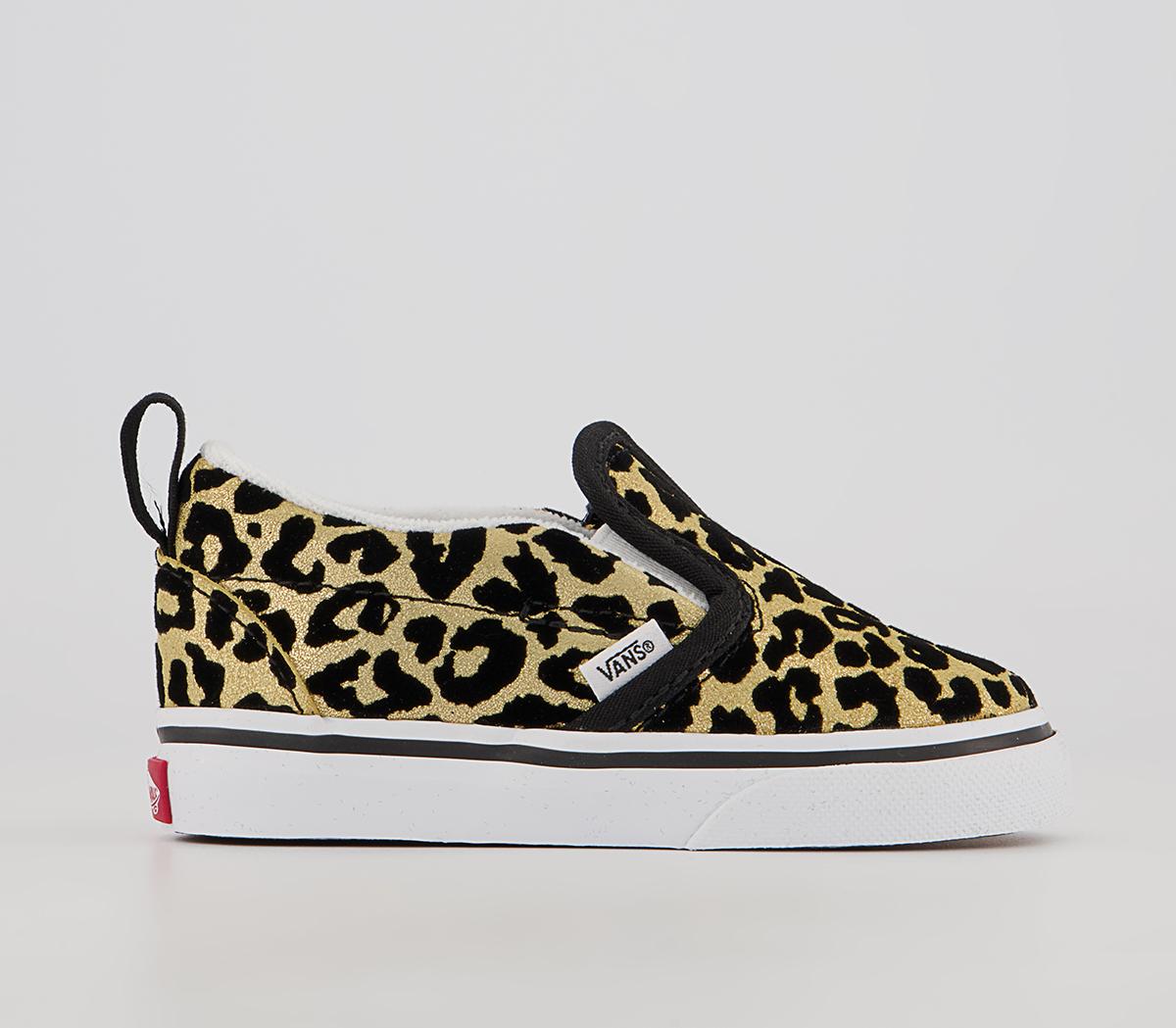 Ruina Elástico arena Vans Classic Slip On Toddlers Trainers Leopard Black White - Unisex