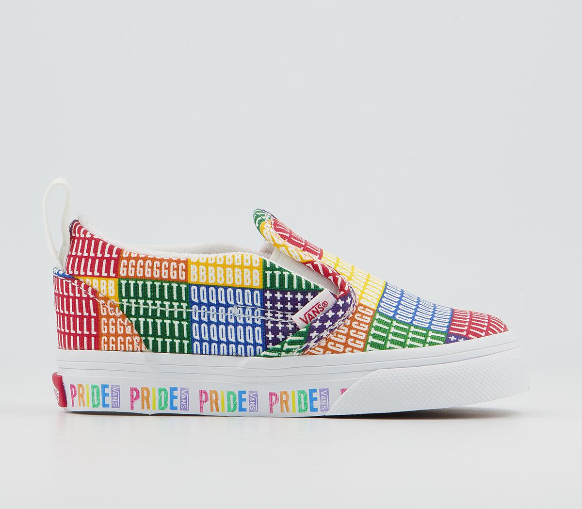 multi coloured slip on vans