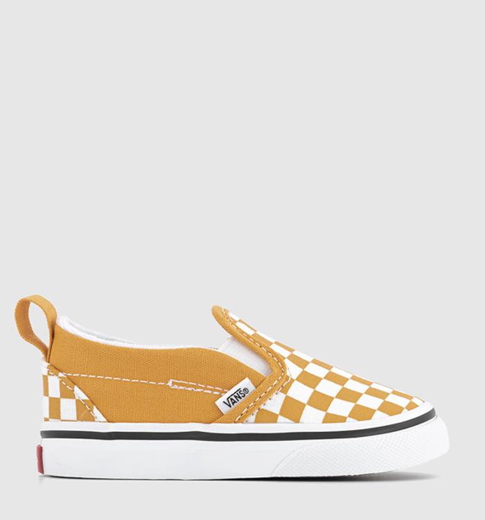 Vans Classic Slip On Toddler Trainers Color Theory Checkerboard Golden Glow