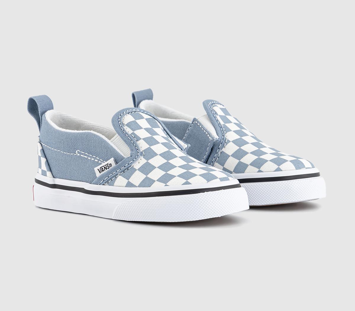 Vans Kids Classic Slip On Toddler Trainers Color Theory Checkerboard Dusty Blue, 5infant