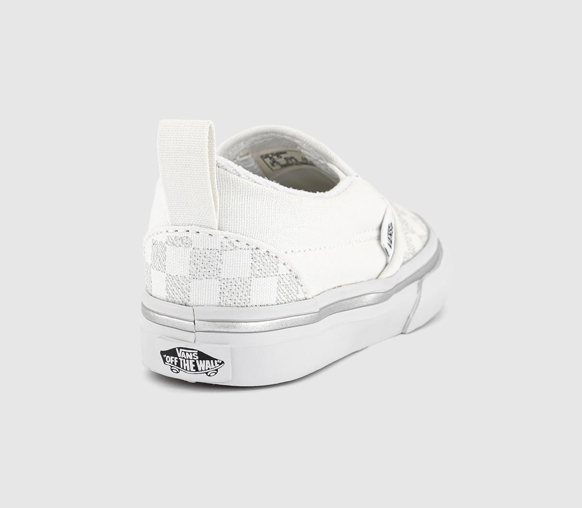 VansClassic Slip On Toddlers TrainersMetallic Check Silver True White