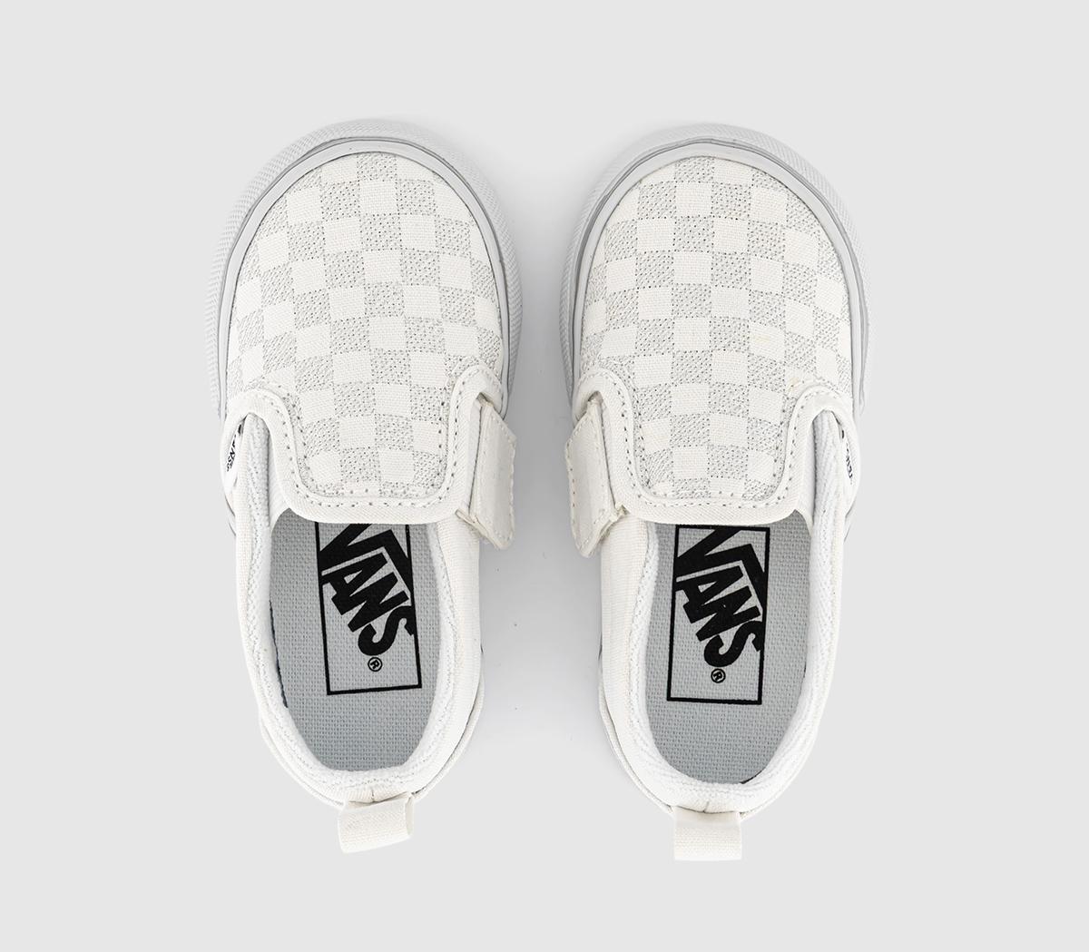 VansClassic Slip On Toddlers TrainersMetallic Check Silver True White