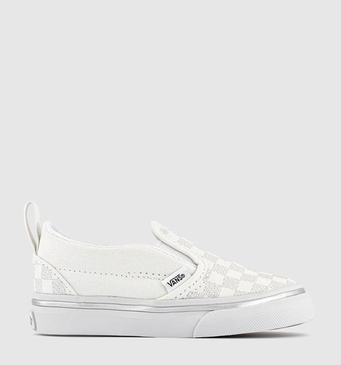 Vans Classic Slip On Toddlers Trainers Metallic Check Silver True White