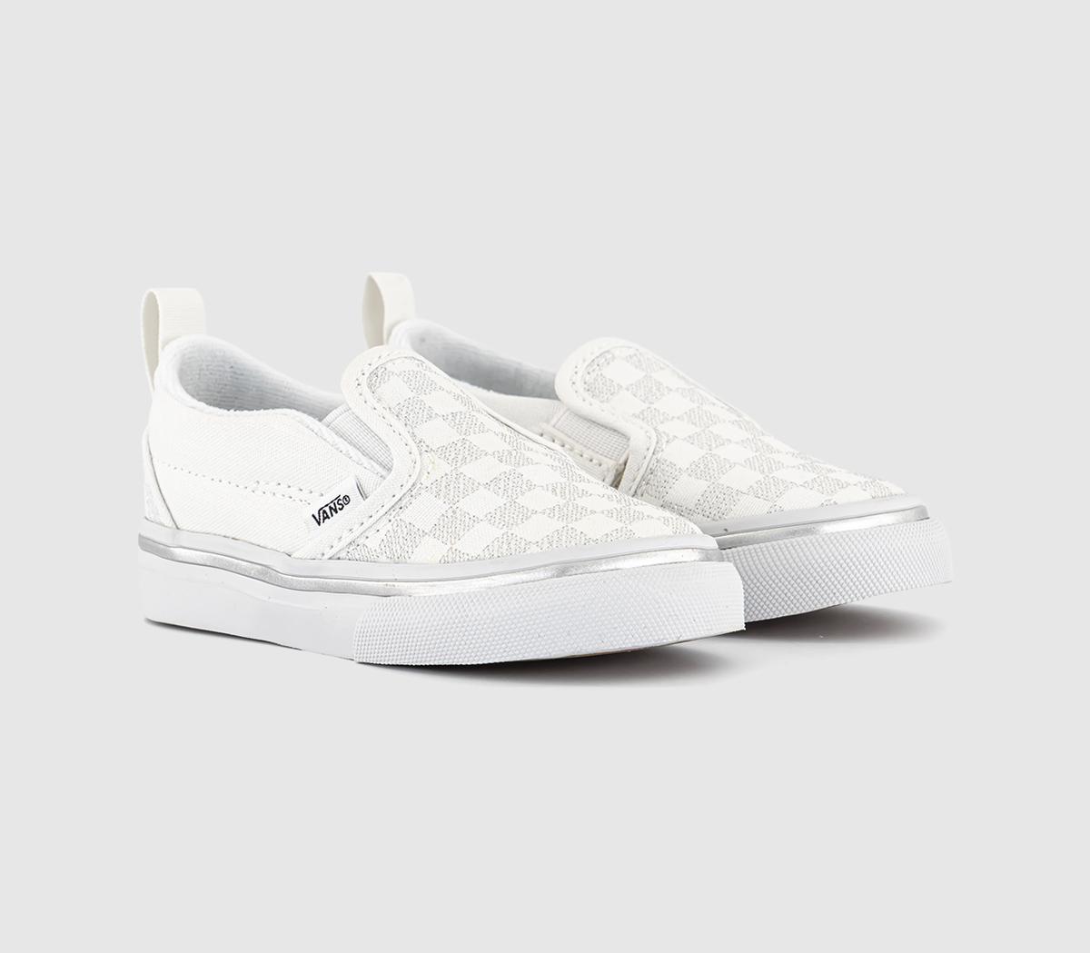 VansClassic Slip On Toddlers TrainersMetallic Check Silver True White