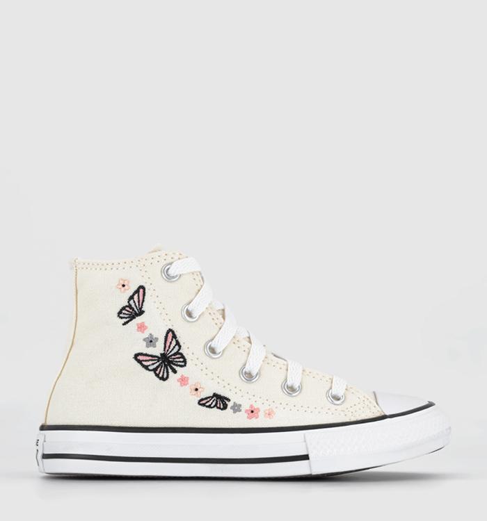 Converse All Star Hi Trainers Egret Black White Butterfly
