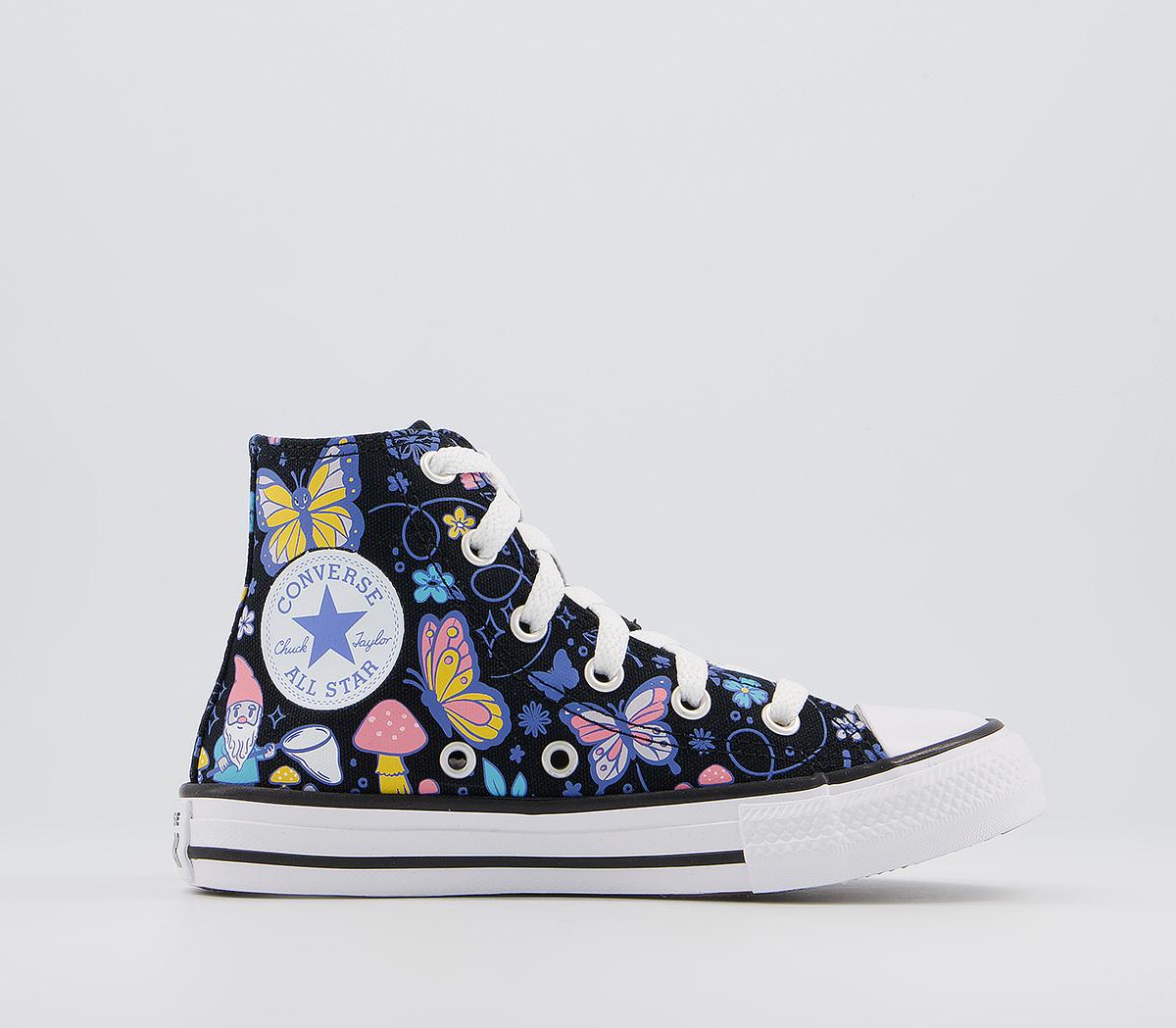 ConverseAll Star Hi Youth Trainers ConverseAll Star Hi Youth TrainersBlack Bleached Cyan Pink Gaze Butterfly