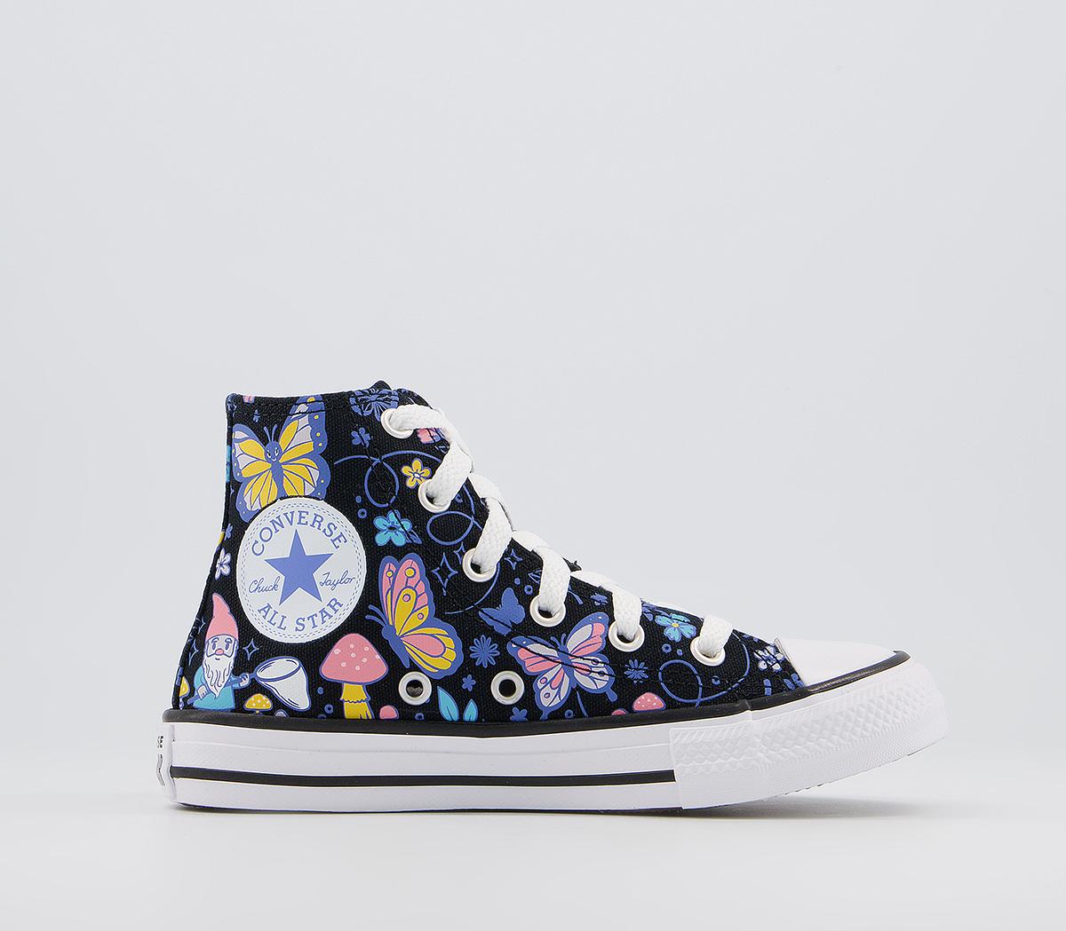 ConverseAll Star Hi Youth TrainersBlack Bleached Cyan Pink Gaze Butterfly